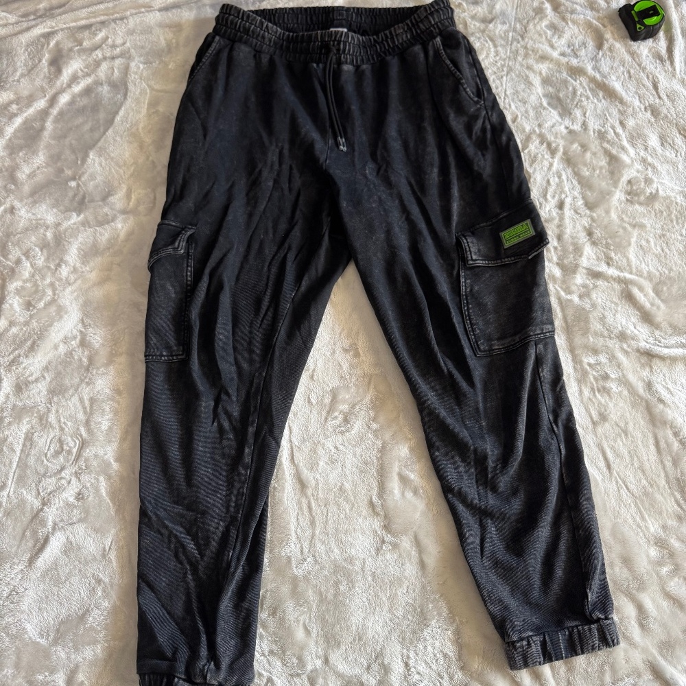 Zumba Wear Black Acid Wash Cargo Jogger Sweatpants Size Large